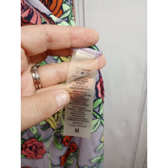 LuLa Roe Women's Long Duster Cover-up Size M Floral Roses Bathing Suit Cover EC - Picture 15 of 16